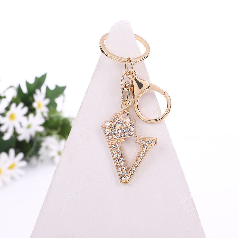 Wholesale Zinc Alloy Alphabet Rhinestone Keychain